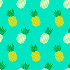 Vector seamless pattern with colorful pineapples