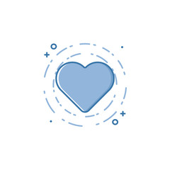 Vector business illustration of blue colors heart icon in linear style.