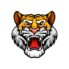 Tiger roaring head muzzle vector mascot icon