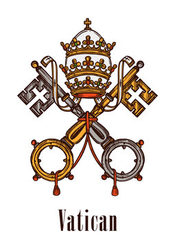 Vatican keys symbol coat of arms vector icon