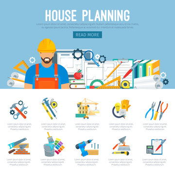 House planning or construction infographics vector
