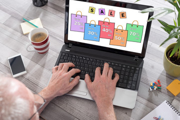 Sale concept on a laptop screen