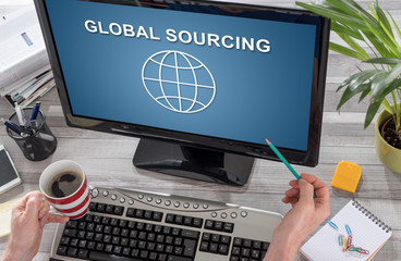 Global sourcing concept on a computer