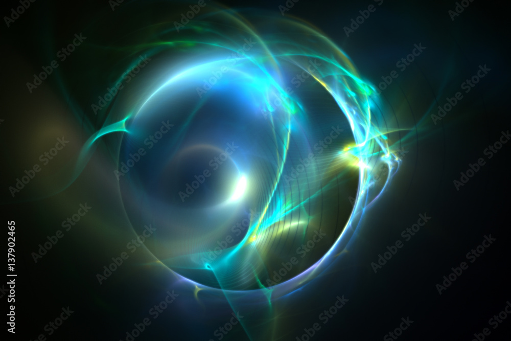 Poster 3d rendering abstract fractal light background