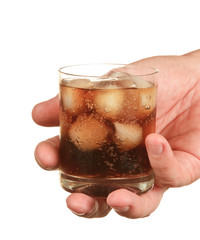 drink with ice in his hand