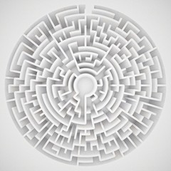 3d rendering circular maze in top view