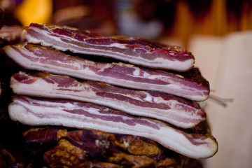 Smoked bacon from serbian meat festival