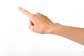 Human hand on white background
