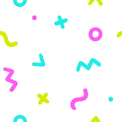 Cute bright symbols background. Vector hand drawn illustration