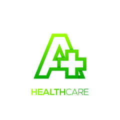 Fototapeta premium Letter A cross plus logo Green color,Medical healthcare hospital Logotype