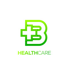 Obraz premium Letter B cross plus logo Green color,Medical healthcare hospital Logotype