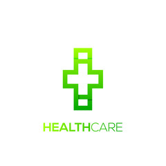 Letter I cross plus logo Green color,Medical healthcare hospital Logotype