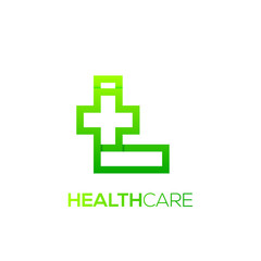 Letter L cross plus logo Green color,Medical healthcare hospital Logotype