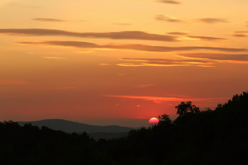 Fototapeta na wymiar Amazing colourful sunrise view in mountains near Vipava valley, Slovenia
