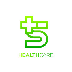Fototapeta premium Letter S cross plus logo Green color,Medical healthcare hospital Logotype