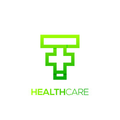 Fototapeta premium Letter T cross plus logo Green color,Medical healthcare hospital Logotype