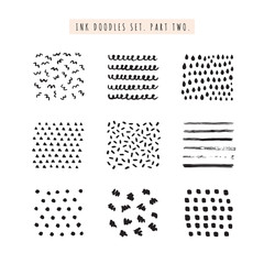 Ink doodles and scribbles vector set. Part two.