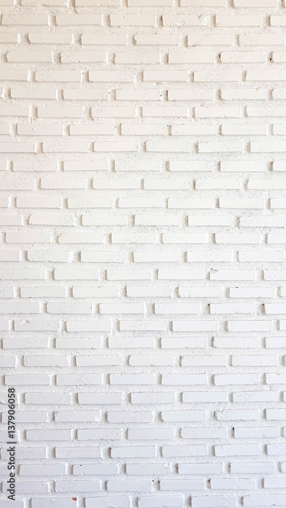 Wall mural white brick wall for texture or background