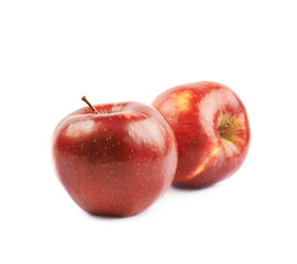 Two ripe red apples isolated
