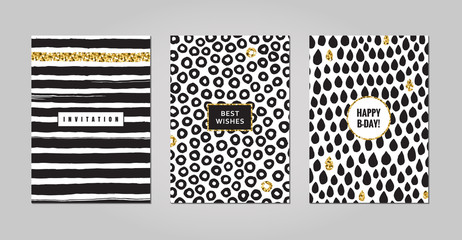 Black & gold doodles and scribbles design vector set. Part two.