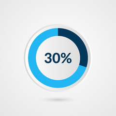 30 percent blue grey and white pie chart. Percentage vector infographics. Circle diagram business illustration