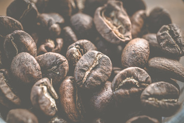 The macro of roasted coffee beans, can be used as background.