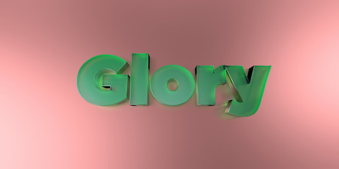 Naklejka premium Glory - colorful glass text on vibrant background - 3D rendered royalty free stock image.