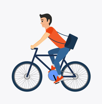 Vector illustration of Delivery courier person rides a bicycle