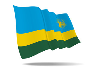 illustration Republic of Rwanda flag waving Isolated on White Background,vector