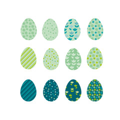 Easter eggs icons. Vector illustration. Easter eggs for Easter holidays design on white background. Easter egg vector illustration for pattern, cards, decoration.