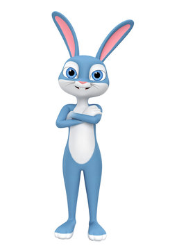 Happy Easter bunny isolated on white background. 3d render illustration.