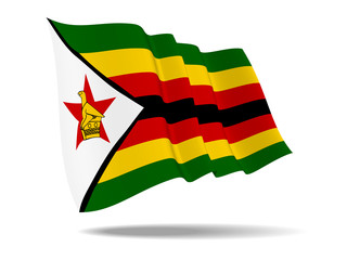 illustration Republic of Zimbabwe flag waving Isolated on White Background,vector