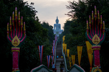 White Buddha on Top of Mountain