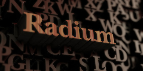 Radium - Wooden 3D rendered letters/message.  Can be used for an online banner ad or a print postcard.