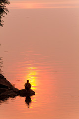 Fisherman Isolated Sillhouette