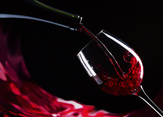 bottle and glass of red wine