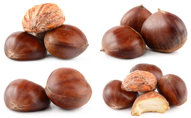Chestnuts on a white background