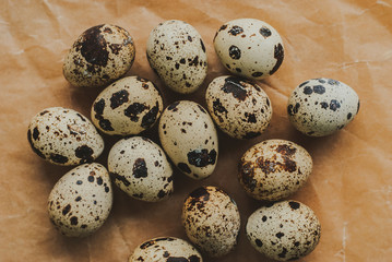Easter Quail eggs on craft paper