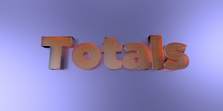 Totals - colorful glass text on vibrant background - 3D rendered royalty free stock image.