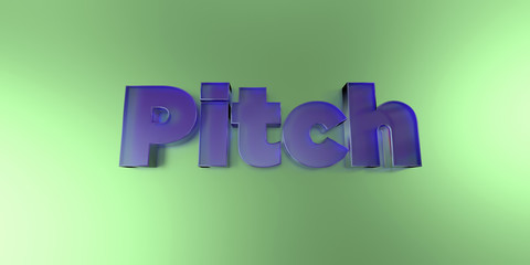 Pitch - colorful glass text on vibrant background - 3D rendered royalty free stock image.