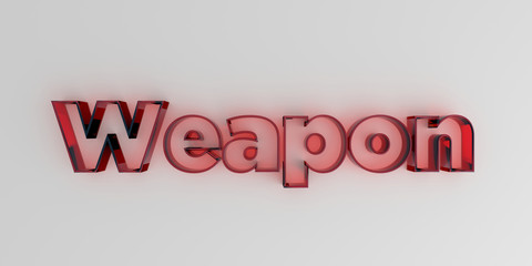 Weapon - Red glass text on white background - 3D rendered royalty free stock image.