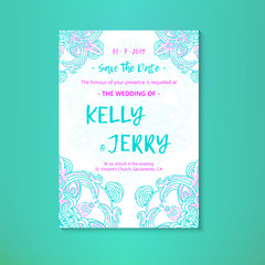 Vintage template design layout for Wedding invitation.