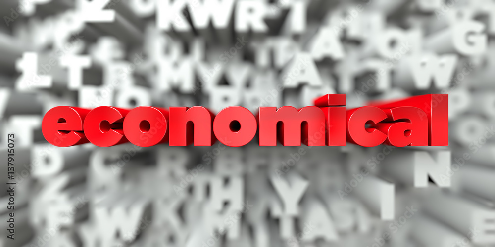 Fototapete economical -  Red text on typography background - 3D rendered royalty free stock image. This image can be used for an online website banner ad or a print postcard.