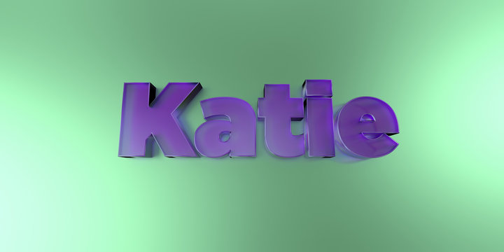 Katie - colorful glass text on vibrant background - 3D rendered royalty free stock image.