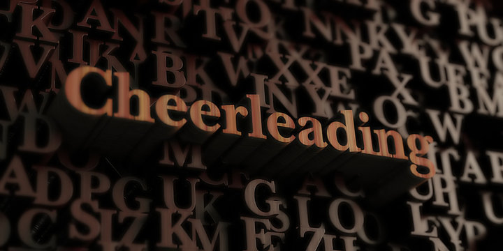 Cheerleading - Wooden 3D rendered letters/message.  Can be used for an online banner ad or a print postcard.