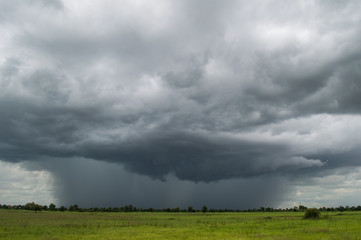 Heavy Rain Clouds in the Cambodian Countryside Near Battambang