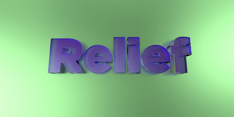 Relief - colorful glass text on vibrant background - 3D rendered royalty free stock image.