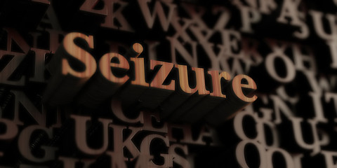 seizure - Wooden 3D rendered letters/message.  Can be used for an online banner ad or a print postcard.