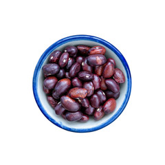 Kidney bean in bowl on white. This has clipping path.