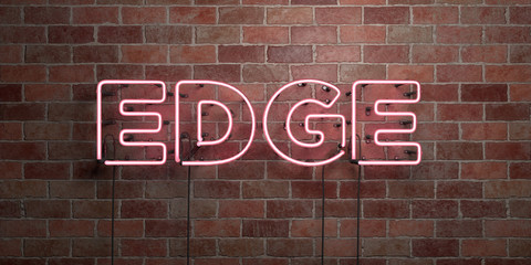 Fototapeta na wymiar EDGE - fluorescent Neon tube Sign on brickwork - Front view - 3D rendered royalty free stock picture. Can be used for online banner ads and direct mailers..